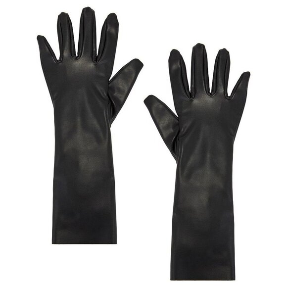Norma Kamali Short Gloves in Black Xs Small New Womens Vegan Faux Leather - Picture 1 of 10